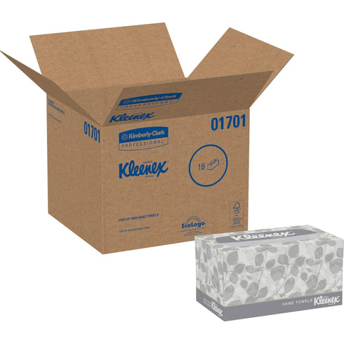 KLEENEX Pop-Up Box Hand Towels - Paper, 9 x 10-1/2, 120/pack