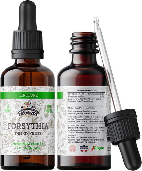 Forsythia Tincture, Organic Forsythia Extract (Lian Qiao, Forsythia Suspensa) Health Supplement, 2 oz, Non-GMO
