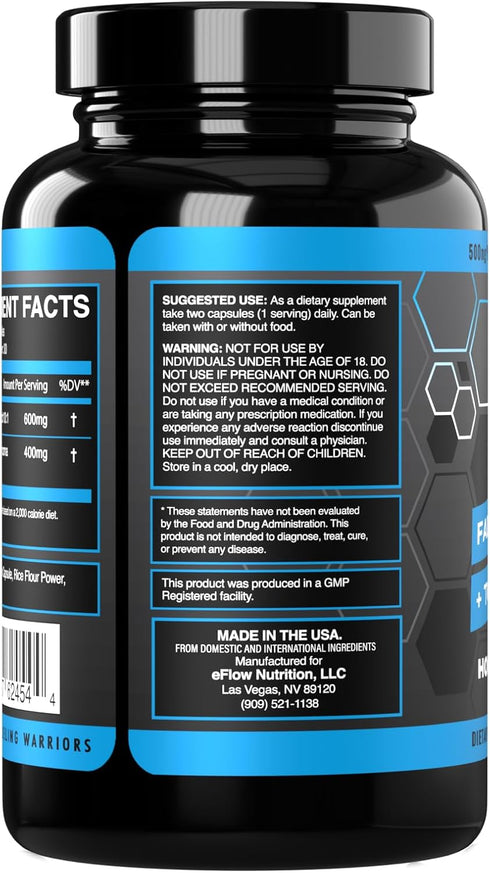 eFlow Nutrition Fadogia Agrestic + Tongkat Ali, 2-in-1 Natural Performance Supplement for Health and Wellness