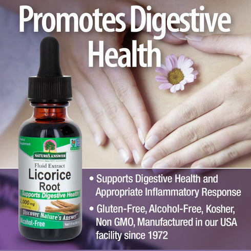 Nature's Answer Licorice Root Herbal Supplement, 1oz - Supports Digestive Health, Non-GMO & Kosher