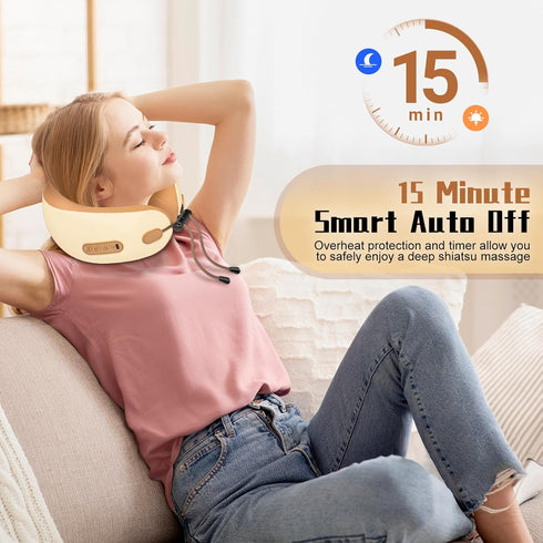 Neck Massager Pillow with Heating,Portable Heated Kneading Massage Cushion Pillow,Cordless Shiatsu Neck Massager