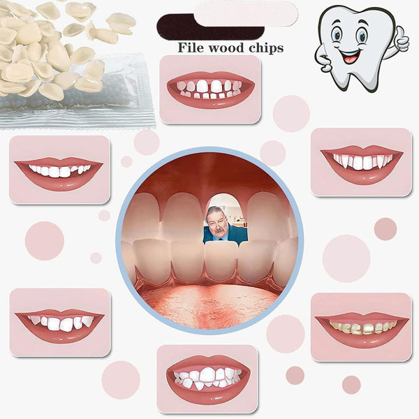 VEZE Tooth Repair Kit, Thermal Fitting Beads and Fake Teeth for Temporary Fixing Missing Tooth, Yellow