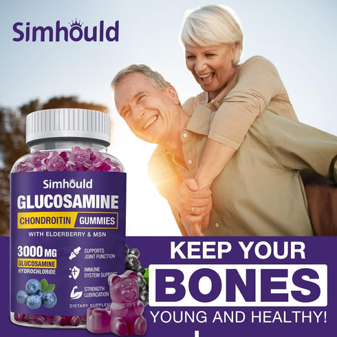 2 Packs Glucosamine Chondroitin Gummies - 3000MG Extra Strength Joint Support Supplement for Adults, Men & Women