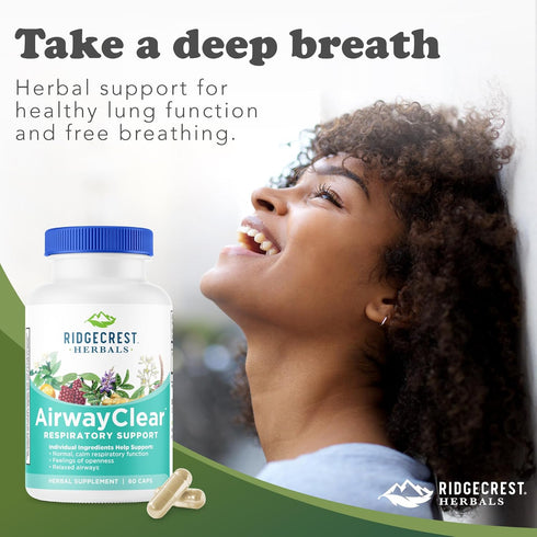 Ridgecrest Herbals AirwayClear, Lung Health and Breathing Support, 60 Vegan Caps, Gluten Free