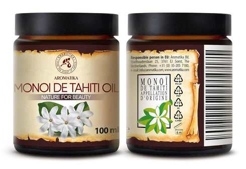 Monoi de Tahiti Carrier Oil, 3.4 Fl Oz, Pure Cold Pressed, Unrefined for Face & Body Care