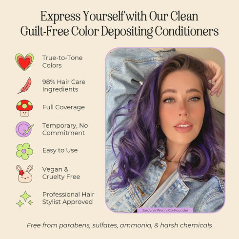 INH Semi Permanent Hair Color | Amethyst Dark Purple Hair Dye | No Bleach, Vegan, 6oz