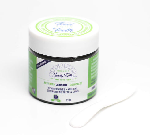 Lucky Teeth (2 (2 OZ Organic Toothpaste- Mixed -Charcoal + Regular (White) -All Natural, Remineralizes and Fortifies