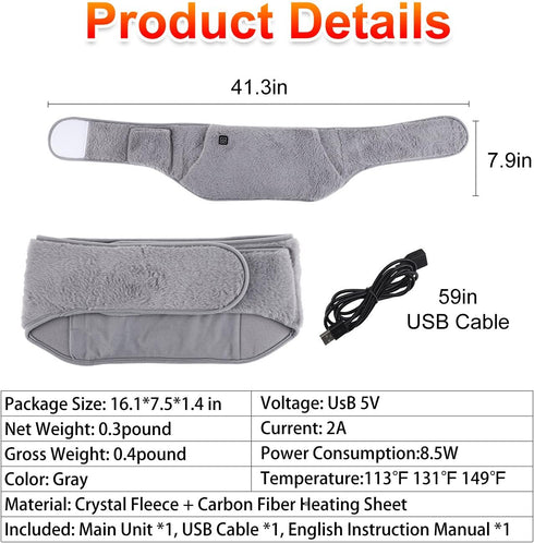 NORMIA RITA 3-Temperature Settings, Electric Heating Pad for Women Adjustable Waist Warmer Belt with Crystal Velvet
