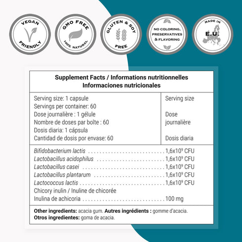 Supersmart Probio Forte 8 Billion CFU per Capsule - Daily Probiotics Supplement for Women & Men, 60 DR Caps