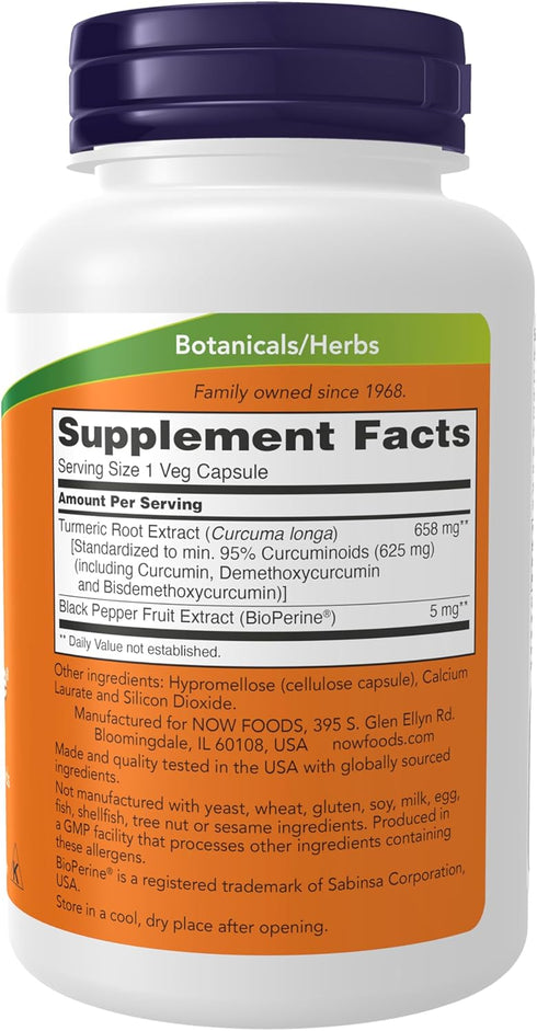 Immune 95% 90 Now Supplements, Turmeric Curcumin with BioPerine, System Support, Standardized to Curcuminoids, Enhanced