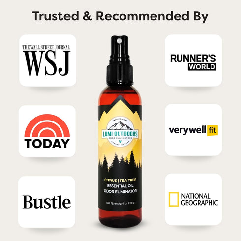 Lumi Outdoors Natural Shoe Deodorizer Spray & Odor Eliminator - Essential Oil Fresh Citrus Tea Tree Odor Eater