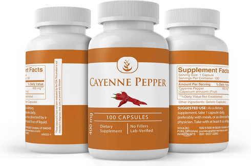 Pure Original Ingredients Cayenne Pepper, 100 Capsules, Always Pure, No Additives or Fillers