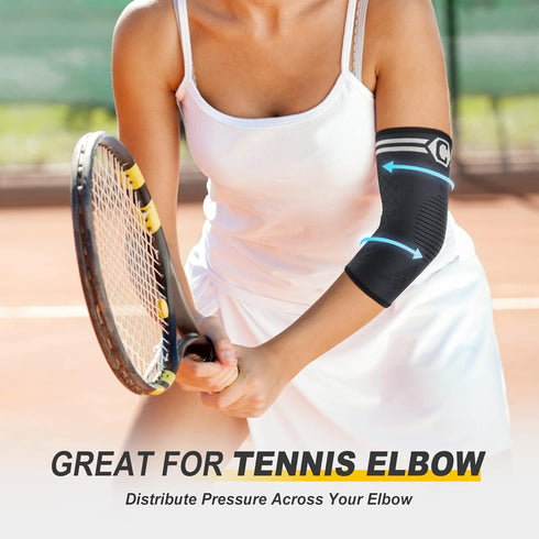 CAMBIVO 2 Pack Elbow Brace for Tendonitis, Tennis Elbow Compression Support Sleeve for Golfers Elbow Pain Relief, Arthritis, Bursitis, Workout, Weightlifting (Grey, Large)