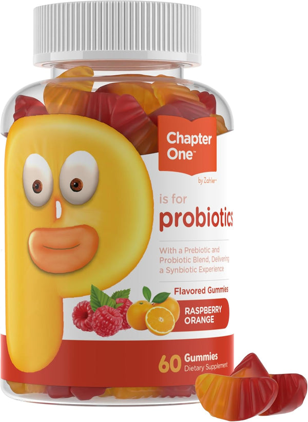 Zahler Chapter One Probiotic Gummies for Kids, Raspberry Orange Flavor, 60 Count, Kosher, Vegetarian, Non-GMO