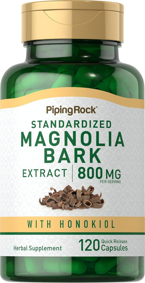 Piping Rock Magnolia Bark Extract 800mg | 120 Capsules | Non-GMO, Gluten Free Herbal Supplement