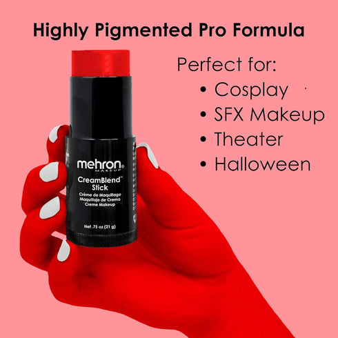 Mehron Makeup CreamBlend Stick, Face Paint, Body Paint & Foundation, 0.75 oz, Really Bright Red