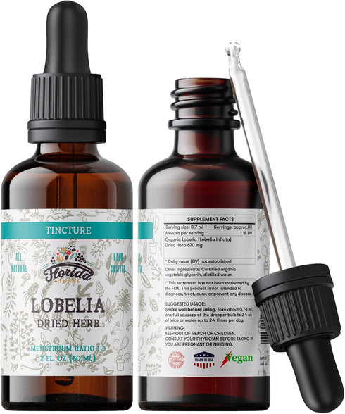 Lobelia Tincture, Organic Lobelia Extract, Lobelia Drops (Lobelia Inflata) Dried Herb