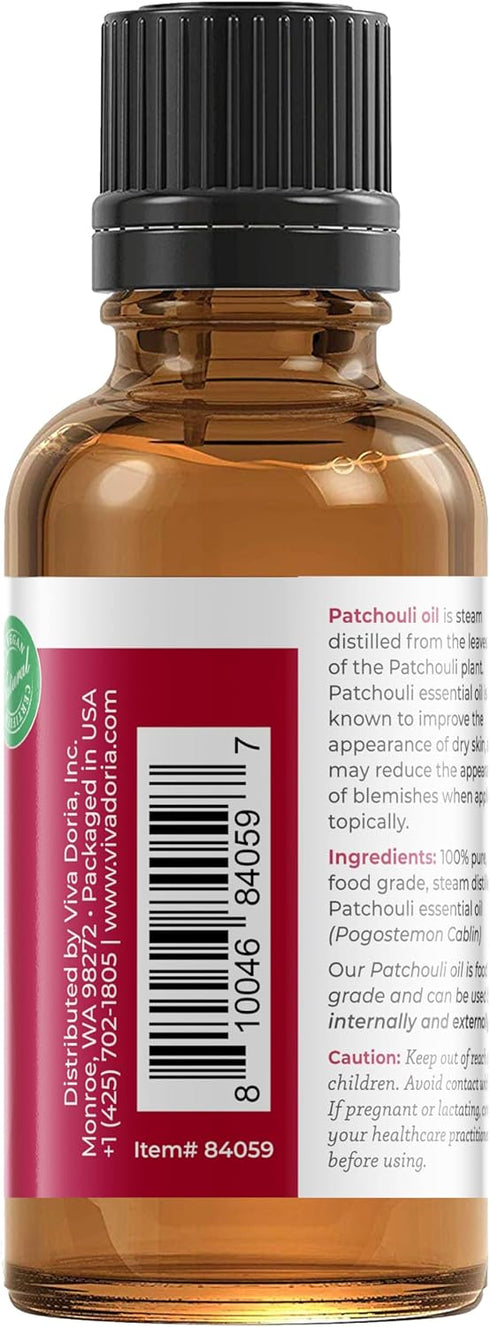 Viva Doria 100% Pure Patchouli Essential Oil - Undiluted, Food Grade - 30 mL (1 Fluid Ounce)