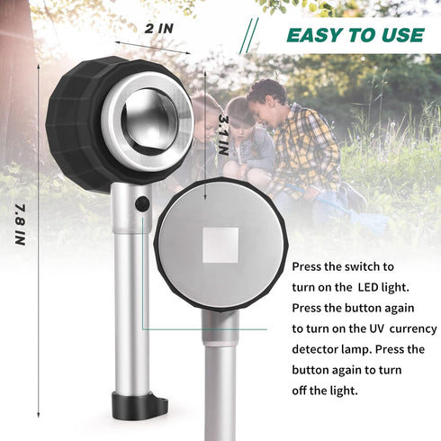 30X Handheld Magnifier with 6 Light, Jeweler Loupes Lighted Magnifying Glass for Seniors Reading Crafts Jewelry
