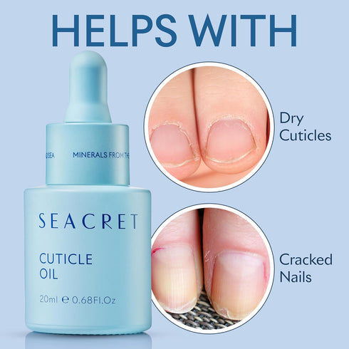 SEACRET CUTICLE OIL, Dead Sea Mineral Nail Care Treatment with Calendula, Argan, and Vitamin E, 20ml