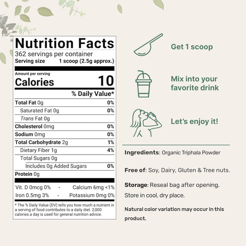 Micro Ingredients Organic Triphala Powder - 2 Pounds, Herbal Adaptogen Supplement for Colon & Immune Health