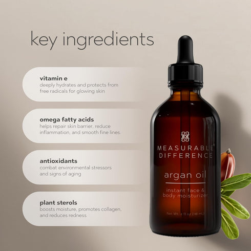 Measurable Difference Argan Oil Face Instant Moisturizer, 4oz, Daily Nourishment for All Skin Types