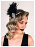 SWEETV 1920s Black Feather Headpiece, Women's Ostrich Feather Crystal Headband for Great Gatsby Hair Accessories