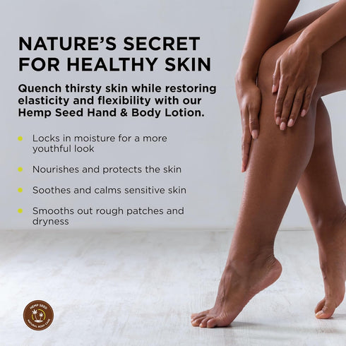 Hemp Seed Hand & Body Lotion - Light, Non-Greasy Formula with Argan Oil & Hemp Seed Oil - Vegan & Cruelty Free
