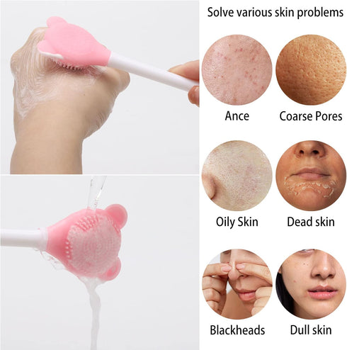 Tbestmax Manual Facial Brush, 2-in-1 Skin Cleansing Cleaner, Silicone Scrubber for Deep Pore Exfoliation, 10 Pcs