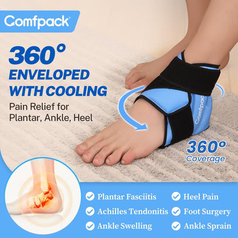 Heel Ice Pack for Plantar Fasciitis Relief, Ankle Foot Ice Pack Wrap for Swelling and Pain Relief
