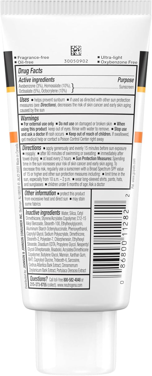 Neutrogena Clear Face Sunscreen Lotion for Acne-Prone Skin, Broad Spectrum SPF 50, 3 fl. oz