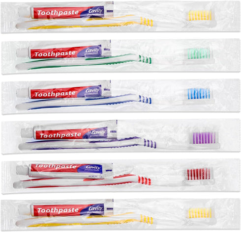 10 Pack Disposable Toothbrushes with Toothpaste, Individually Wrapped, 10g Travel Toothpaste Kit for Adults, 5 Colors