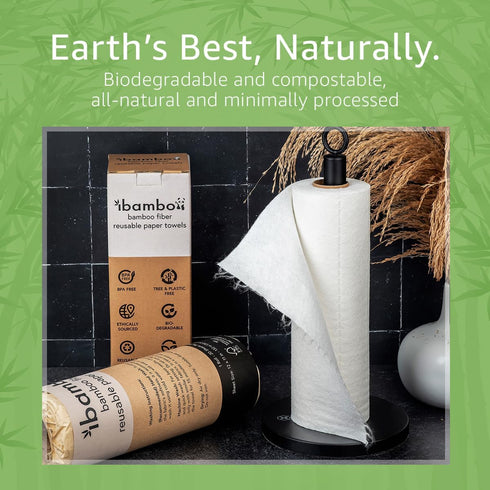 1 Roll of Bamboo Reusable Paper Towels, Heavy Duty & Super Absorbent, Ecofriendly, 20 Sheets Per Roll