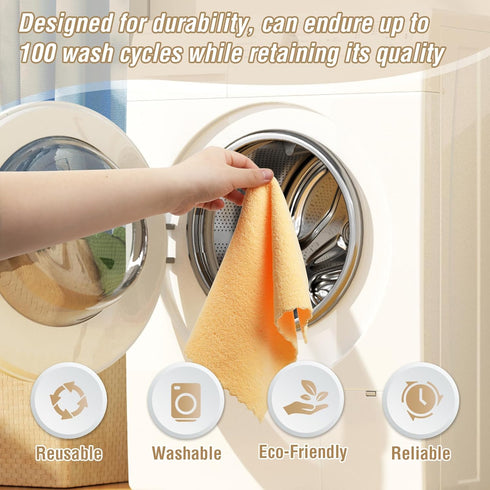 Microfiber Cleaning Cloths Roll, 75 Pack 11.8" x 11.8" Lint Free Quick Dry Ultra Absorbent Towels for Home (Orange)