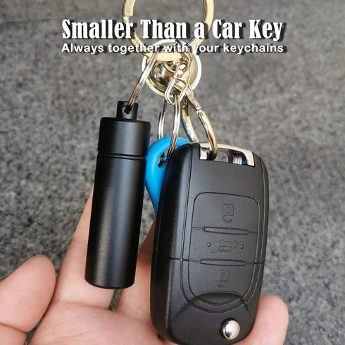 LETAOWJ Small Pill Box Waterproof Keychain Pill Holder Portable Travel Pill Container Metal Case with Keyring