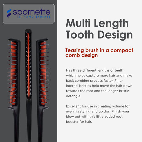 Spornette Little Wonder Rat Tail Comb, Hair Comb for Teasing & Sectioning, Durable & Heat-Resistant