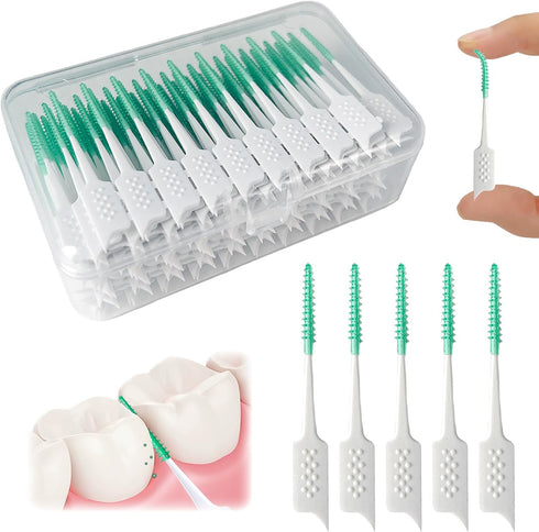 Green Soft Silicone Interdental Brush, Disposable Braces Brush, 160pcs Corrective Cleaning Tools for Teeth Health