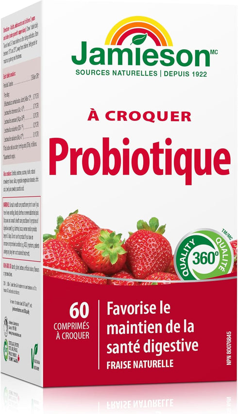 Jamieson Probiotic Chewable Tablets, Strawberry Flavour, 60 Tablets