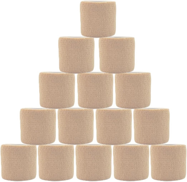 15 Pack Self Adhesive Bandage Wrap - 2 Inch x 5 Yards Non-Woven Vet Wrap for Stretch Athletic Sports (Flesh)