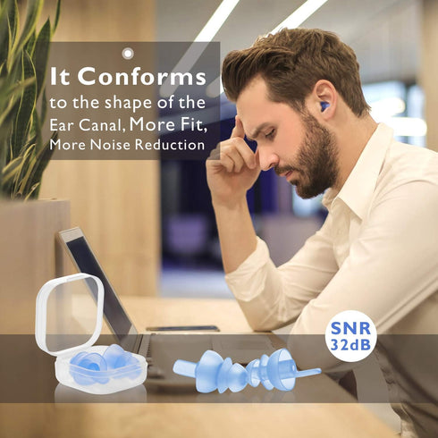 Ear Plugs for Sleeping, 3 Pairs Reusable Silicone Noise Cancelling for Study, Travel, Snoring Blocking