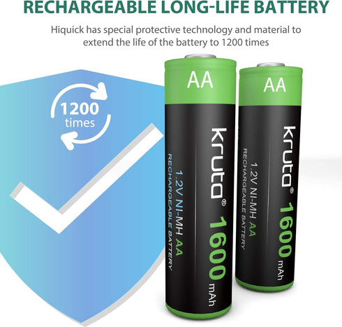 Solar Lights Batteries AA 1600mAh High Capacity 1.2V Ni-MH Rechargeable for Outdoor Solar Lights