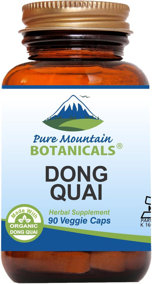 Pure Mountain Botanicals Dong Quai Capsules, 500mg Dong Quai Root Supplement, Kosher Vegan Caps