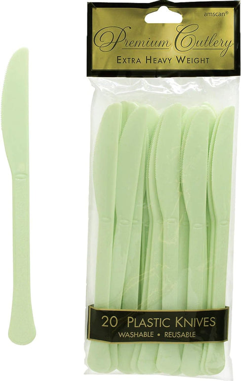 Amscan Leaf Green Premium Heavy Weight Plastic Knives, 10.5" x 4.6"