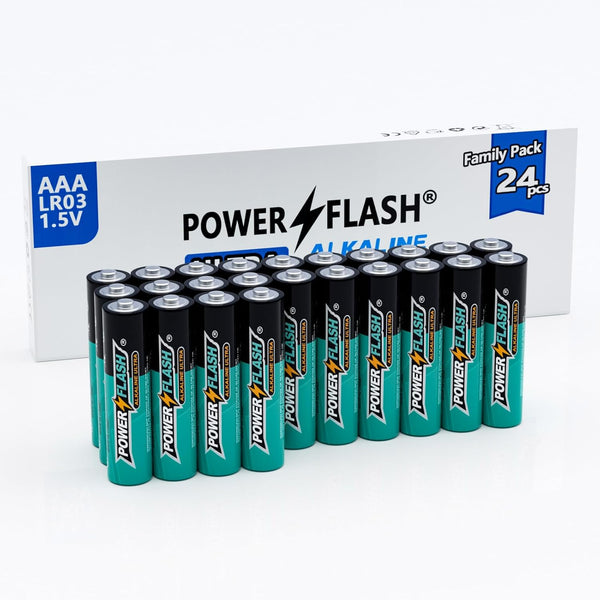 POWER FLASH Alkaline Battery,AAA Batteries 24 Pack Long-Lasting Power, Leakproof Design, 10 Years Shelf