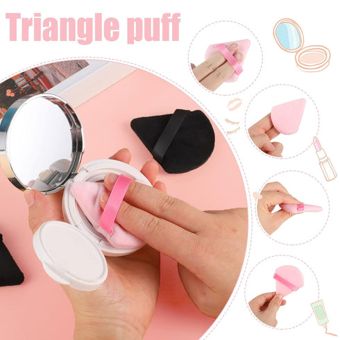 Pimoys 12 Pieces Powder Puff Face Triangle Makeup Puff, Soft Cosmetic Foundation Sponge (Black, Pink)