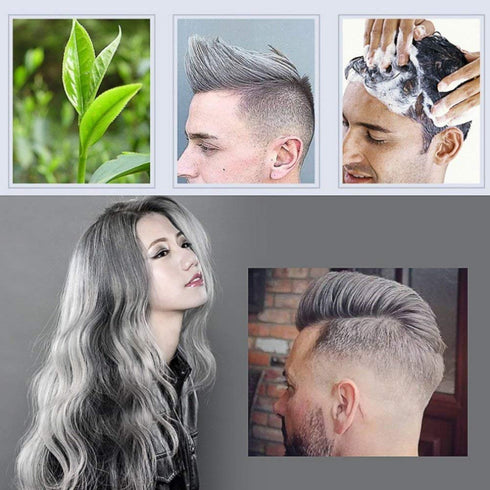 Unisex Hair Wax Color Dye Styling Cream Mud, Washable Temporary Pomade for Natural Hairstyle, Party Cosplay (Ash Matte