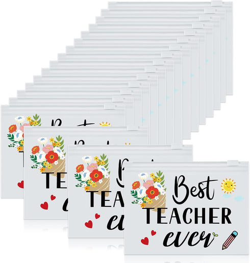 Cunno 60 Pcs Teacher Appreciation Gifts, Small Waterproof Makeup Pouch, Thank You Gifts for Best Teacher