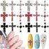 Crystal Cross Nail Charms - y2k Silver Crystal Cross Nail Art, 3D Pink Charms for DIY Designs Supplies