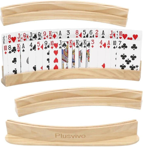 plusvivo Set of 4 Curved Playing Cards Holders for Seniors Adults -