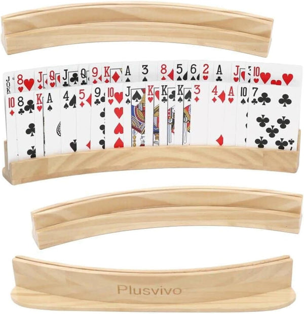 plusvivo Set of 4 Curved Playing Cards Holders for Seniors Adults -